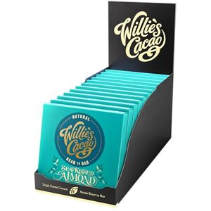 Willie's Cacao Bar Sea Kissed Almond Milk Chocolate with Roasted Almonds and Cornish Salt 50g x 12 Artisan made Willie's Cacao Bar Sea Kissed Almond Milk Chocolate with Roasted Almonds and Cornish Salt 50g x 12 Artisan made