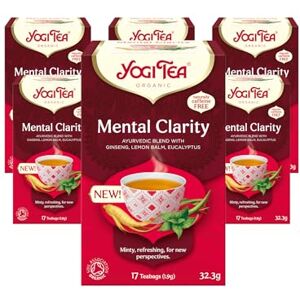 YOGI TEA , Mental Clarity, Organic Herbal Tea, Naturally Caffeine Free, Blend of Ginseng, Eucalyptus and Lemon Balm, 6 Packs of 17 Tea Bags (102 Teabags Total) YOGI TEA , Mental Clarity, Organic Herbal Tea, Naturally Caffeine Free, Blend of Ginseng, Eucalyptus and Lemon Balm, 6 Packs of 17 Tea Bags (102 Teabags Total)