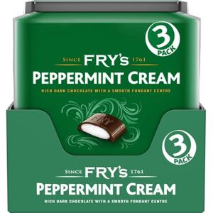 Fry's Peppermint Cream, Rich Dark Chocolate With a Smooth Fondant Centre, Classic British Treat, (3 x 49 g) (Pack of 16) Total 48 Bars Fry's Peppermint Cream, Rich Dark Chocolate With a Smooth Fondant Centre, Classic British Treat, (3 x 49 g) (Pack of 16) Total 48 Bars