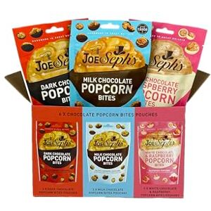 Joe & Seph's Award Winning Popcorn Bites (pack of 6) Milk Chocolate, Dark Chocolate & Raspberry White Chocolate popcorn, Salted caramel popcorn. Luxury Popcorn, Gourmet Popcorn, Sweet Popcorn Joe & Seph's Award Winning Popcorn Bites (pack of 6) Milk Chocolate, Dark Chocolate & Raspberry White Chocolate popcorn, Salted caramel popcorn. Luxury Popcorn, Gourmet Popcorn, Sweet Popcorn
