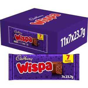Cadbury Milk Chocolate Wispa Bars, Velvety Bubbly Texture, Multipack of 7 bars, 23.7 g (Box of 11 Packs) Cadbury Milk Chocolate Wispa Bars, Velvety Bubbly Texture, Multipack of 7 bars, 23.7 g (Box of 11 Packs)