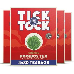 Tick Tock Organic Rooibos Tea, Pack of 4 x 80 tea bags (320 bags), Naturally Sweet Caffeine-Free Herbal Bio-Degradable UK Redbush Tea Tick Tock Organic Rooibos Tea, Pack of 4 x 80 tea bags (320 bags), Naturally Sweet Caffeine-Free Herbal Bio-Degradable UK Redbush Tea