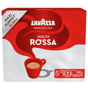 Lavazza , Qualità Rossa, Ground Coffee, 1 kg, Ideal for Moka Pots, with Aromatic Notes of Chocolate and Dried Fruits, Arabica and Robusta, Intensity 5/10, Medium Roasting, 4 x 250g Lavazza , Qualità Rossa, Ground Coffee, 1 kg, Ideal for Moka Pots, with Aromatic Notes of Chocolate and Dried Fruits, Arabica and Robusta, Intensity 5/10, Medium Roasting, 4 x 250g