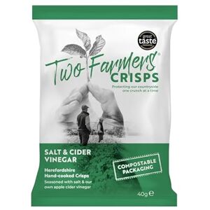 Two Farmers Crisps, Salt & Cider Vinegar Hand Cooked Crisps, Vegan and Vegetarian, Gluten Free, 100% Compostable Bags, 24 x 40g Two Farmers Crisps, Salt & Cider Vinegar Hand Cooked Crisps, Vegan and Vegetarian, Gluten Free, 100% Compostable Bags, 24 x 40g