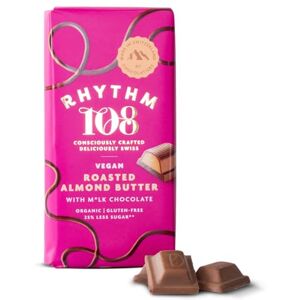 Rhythm 108 Swiss Vegan Organic Roasted Almond Butter Bar with M'lk Chocolate 9 x 100g Rhythm 108 Swiss Vegan Organic Roasted Almond Butter Bar with M'lk Chocolate 9 x 100g