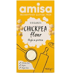 Amisa Organic Gluten-Free Chickpea Flour, Fine Milled, 400g High in Protein & High in Fibre Ideal for Hummus, Falafel, and Flatbreads Amisa Organic Gluten-Free Chickpea Flour, Fine Milled, 400g High in Protein & High in Fibre Ideal for Hummus, Falafel, and Flatbreads