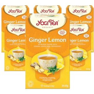 YOGI TEA , Ginger Lemon, Organic Spice and Herbal Tea, Caffeine Free, Blend Ginger, Lemon Peel and Peppermint, 6 Packs x 17 Tea Bags (102 Teabags Total) YOGI TEA , Ginger Lemon, Organic Spice and Herbal Tea, Caffeine Free, Blend Ginger, Lemon Peel and Peppermint, 6 Packs x 17 Tea Bags (102 Teabags Total)