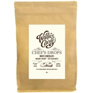 Willie's Cacao White Chocolate Chef's Drops 1kg Couverture chocolate from natural cocoa butter with soft cacao & caramel notes For cooking & baking Willie's Cacao White Chocolate Chef's Drops 1kg Couverture chocolate from natural cocoa butter with soft cacao & caramel notes For cooking & baking