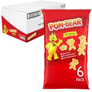 Pom Bear Original Multipack Crisps, Pack of 72 • Bear-Shaped Potato Snacks • Original Flavour • Gluten Free Snack for Kids & Adults • Light & Crispy Texture • No Artificial Colours or Preservatives Pom Bear Original Multipack Crisps, Pack of 72 • Bear-Shaped Potato Snacks • Original Flavour • Gluten Free Snack for Kids & Adults • Light & Crispy Texture • No Artificial Colours or Preservatives