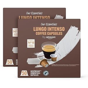 by Amazon Lungo Intenso Nespresso Compatible Plastic Coffee Caplused, Medium Roast, 100 Count (2 Packs of 50), Rainforest Alliance Certified by Amazon Lungo Intenso Nespresso Compatible Plastic Coffee Caplused, Medium Roast, 100 Count (2 Packs of 50), Rainforest Alliance Certified