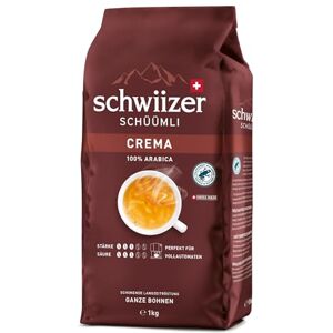 Schwiizer Schüümli Crema, 100 percent Arabica coffee beans, aromatic and intense, perfected for fully automatic machines, strength 3/5, medium roast, Rainforest Alliance-certified, 1kg Schwiizer Schüümli Crema, 100 percent Arabica coffee beans, aromatic and intense, perfected for fully automatic machines, strength 3/5, medium roast, Rainforest Alliance-certified, 1kg