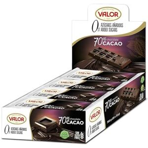 CHOCOLATES VALOR 1881 Valor Sugar Free Dark Diabetic Chocolate Box of 20 Vegan Dark Chocolate Bars made with 70% Cacao, Sweetened with Stevia, Lactose & Gluten Free, by Master Chocolatiers, x20 35g Bars CHOCOLATES VALOR 1881 Valor Sugar Free Dark Diabetic Chocolate Box of 20 Vegan Dark Chocolate Bars made with 70% Cacao, Sweetened with Stevia, Lactose & Gluten Free, by Master Chocolatiers, x20 35g Bars