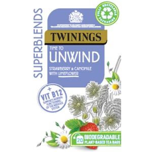 Twinings Superblends Unwind Tea Strawberry Herbal Tea Infusion with Camomile, Lemon Balm, Limeflower & Vitamin B12, 80 Biodegradable Tea Bags Twinings Superblends Unwind Tea Strawberry Herbal Tea Infusion with Camomile, Lemon Balm, Limeflower & Vitamin B12, 80 Biodegradable Tea Bags