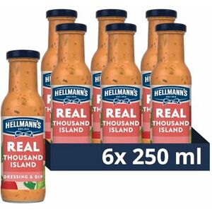 Hellmann's Real Thousand Island Salad Dressing & Dip vegetarian condiment free from artificial colours and flavours for salads, sandwiches, salmon and prawn cocktails 6x 250 ml Hellmann's Real Thousand Island Salad Dressing & Dip vegetarian condiment free from artificial colours and flavours for salads, sandwiches, salmon and prawn cocktails 6x 250 ml