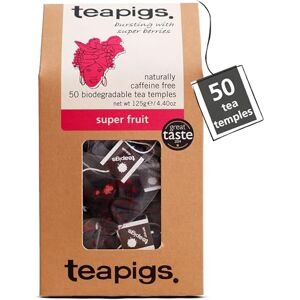 teapigs Super Fruit Tea Caffeine-Free Herbal Tea Bags with Hibiscus & Berries Fruity and Invigorating Blend 50 Temples teapigs Super Fruit Tea Caffeine-Free Herbal Tea Bags with Hibiscus & Berries Fruity and Invigorating Blend 50 Temples