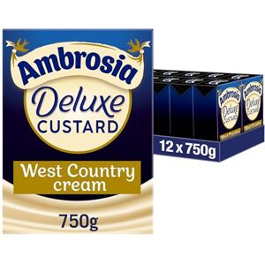 Ambrosia Deluxe Custard, Made With West Country Cream & Vanilla, Velvety Ready-to-Eat Dessert, 750 g (Pack of 12 Cartons) Ambrosia Deluxe Custard, Made With West Country Cream & Vanilla, Velvety Ready-to-Eat Dessert, 750 g (Pack of 12 Cartons)