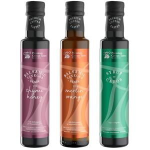 Charisma Vassilakis Estate Gourmet Gift Set – Balsamic Vinegar with Thyme Honey, Merlin Orange & Carob Syrup – Pack of 3 x 250ml (Total 750ml) – Luxury Flavoured Condiments from Greece Charisma Vassilakis Estate Gourmet Gift Set – Balsamic Vinegar with Thyme Honey, Merlin Orange & Carob Syrup – Pack of 3 x 250ml (Total 750ml) – Luxury Flavoured Condiments from Greece