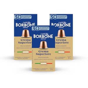 CAFFÈ BORBONE Crema Superiore 90 Coffee Capsules Rich and Smooth Compatible with Nespresso®* coffee machines for domestic use CAFFÈ BORBONE Crema Superiore 90 Coffee Capsules Rich and Smooth Compatible with Nespresso®* coffee machines for domestic use
