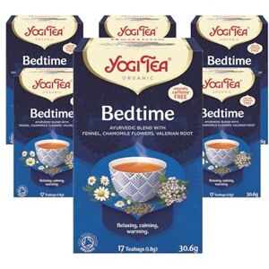 YOGI TEA , Bedtime, Organic Herbal Tea, Naturally Caffeine Free, Blend of Fennel, Chamomile Flowers and Valerian Root, 6 Packs x 17 Tea Bags (102 Teabags Total) YOGI TEA , Bedtime, Organic Herbal Tea, Naturally Caffeine Free, Blend of Fennel, Chamomile Flowers and Valerian Root, 6 Packs x 17 Tea Bags (102 Teabags Total)