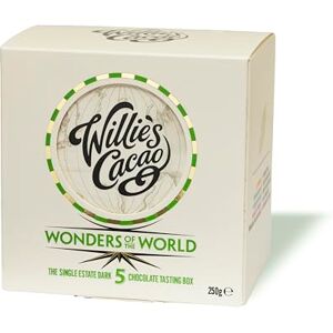 Willie's Cacao 5 Wonders of The World Chocolate Tasting Box. 5 x 50g Single Estate Dark Chocolate Bars and Willie's Map of The World. Vegan. (Total 250g) Willie's Cacao 5 Wonders of The World Chocolate Tasting Box. 5 x 50g Single Estate Dark Chocolate Bars and Willie's Map of The World. Vegan. (Total 250g)