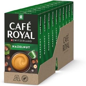 Café Royal , Hazelnut Flavoured coffee, 100 Nespresso (R) compatible capsules, 80 percent recycled Aluminium, Rainforest Alliance certified, 100 percent Arabica coffee, flavoured Café Royal , Hazelnut Flavoured coffee, 100 Nespresso (R) compatible capsules, 80 percent recycled Aluminium, Rainforest Alliance certified, 100 percent Arabica coffee, flavoured