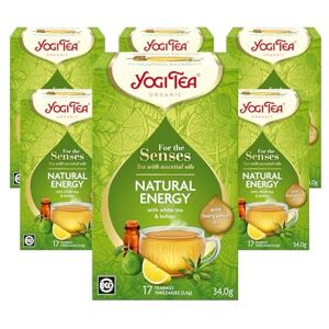YOGI TEA , For The Senses, Natural Energy Organic Herbal Tea with Essential Oils, Blend of White Tea and Lemon, 6 Packs x 17 Tea Bags (102 Teabags Total) YOGI TEA , For The Senses, Natural Energy Organic Herbal Tea with Essential Oils, Blend of White Tea and Lemon, 6 Packs x 17 Tea Bags (102 Teabags Total)