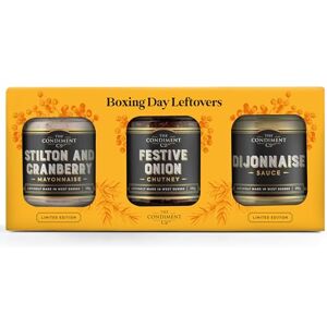 The Condiment Company Boxing Day Leftovers Gift Box Festive Onion Chutney, Dijonnaise & Stilton Cranberry Mayonnaise Perfect Sauces for Cold Meats, Cheese & Sandwiches The Condiment Company Boxing Day Leftovers Gift Box Festive Onion Chutney, Dijonnaise & Stilton Cranberry Mayonnaise Perfect Sauces for Cold Meats, Cheese & Sandwiches