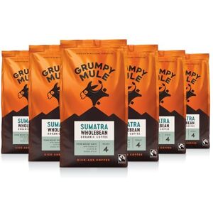 Grumpy Mule Sumatra Mount Gayo Organic (Whole Coffee Beans) with notes of Cocoa and Warm Spice 200g (Pack of 6 Total 1.2kg) Grumpy Mule Sumatra Mount Gayo Organic (Whole Coffee Beans) with notes of Cocoa and Warm Spice 200g (Pack of 6 Total 1.2kg)