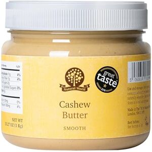 Nutural World Smooth Cashew Nut Butter (1kg) Great Taste Award Winner 100% pure single ingredient Nutural World Smooth Cashew Nut Butter (1kg) Great Taste Award Winner 100% pure single ingredient