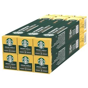 STARBUCKS Creamy Vanilla Flavoured Coffee by Nespresso, Blonde Roast, Coffee Capsules 6 x 10 (60 Capsules) STARBUCKS Creamy Vanilla Flavoured Coffee by Nespresso, Blonde Roast, Coffee Capsules 6 x 10 (60 Capsules)