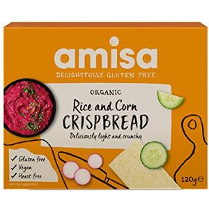 Amisa Organic Gluten-Free Rice and Corn Crispbread 120g, Pack of 6 Light & Crunchy Texture Individually Packed Amisa Organic Gluten-Free Rice and Corn Crispbread 120g, Pack of 6 Light & Crunchy Texture Individually Packed