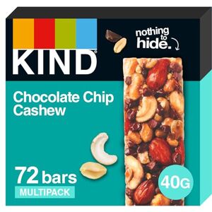 KIND Bars, Bulk Pack, Chocolate Chip Cashew, High Fibre, Gluten Free Snack Bars, No Artificial Colours, Flavours or Preservatives, 72 x 40g bars KIND Bars, Bulk Pack, Chocolate Chip Cashew, High Fibre, Gluten Free Snack Bars, No Artificial Colours, Flavours or Preservatives, 72 x 40g bars