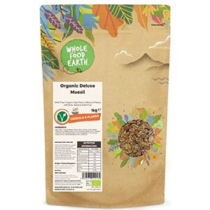 Wholefood Earth Organic Deluxe Muesli – A Blend of Flakes with Nuts, Seeds & Dried Fruit – 1kg GMO-Free Vegan High Fibre Certified Organic Wholefood Earth Organic Deluxe Muesli – A Blend of Flakes with Nuts, Seeds & Dried Fruit – 1kg GMO-Free Vegan High Fibre Certified Organic