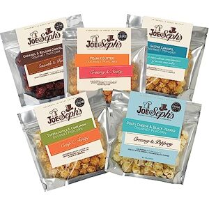 Joe & Seph's Bestsellers Popcorn Tasting Box (5x30g) gourmet popcorn, air-popped popcorn, 5 flavours, gifts for men and women, selection box, popcorn for a party, movenight snacks Joe & Seph's Bestsellers Popcorn Tasting Box (5x30g) gourmet popcorn, air-popped popcorn, 5 flavours, gifts for men and women, selection box, popcorn for a party, movenight snacks