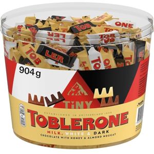 Toblerone Extra Large Tub, Assorted Milk, White & Dark Chocolate with Honey & Almond Nougat, Individually Wrapped, Ideal Gift and Share Box, 113 Tiny s, 904 g Toblerone Extra Large Tub, Assorted Milk, White & Dark Chocolate with Honey & Almond Nougat, Individually Wrapped, Ideal Gift and Share Box, 113 Tiny s, 904 g