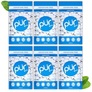 PUR Gum Sugar Free Chewing Gum Made with Xylitol Vegan, Aspartame Free, Gluten Free and Keto Friendly Natural Peppermint Flavoured Gum, 55 Pieces (Pack of 6) PUR Gum Sugar Free Chewing Gum Made with Xylitol Vegan, Aspartame Free, Gluten Free and Keto Friendly Natural Peppermint Flavoured Gum, 55 Pieces (Pack of 6)