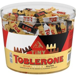 Toblerone Tiny Tub, Assorted Milk, White & Dark Chocolate with Honey & Almond Nougat, Individually Wrapped, Chocolate Gift (57 Milk, 28 White, 28 Dark) 904 g Toblerone Tiny Tub, Assorted Milk, White & Dark Chocolate with Honey & Almond Nougat, Individually Wrapped, Chocolate Gift (57 Milk, 28 White, 28 Dark) 904 g
