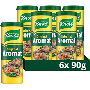 Knorr Aromat Original All Purpose Savoury Seasoning free from artificial colours and preservatives for vegetables, rice, pasta or salads 6x 90 g Knorr Aromat Original All Purpose Savoury Seasoning free from artificial colours and preservatives for vegetables, rice, pasta or salads 6x 90 g