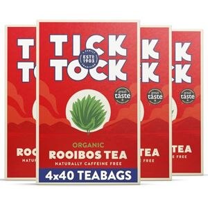 Tick Tock Organic Rooibos Tea Bags, Caffeine-Free, Pack of 4 x 40 (160 Teabags), Biodegradable, Redbush Tea Bags Tick Tock Organic Rooibos Tea Bags, Caffeine-Free, Pack of 4 x 40 (160 Teabags), Biodegradable, Redbush Tea Bags