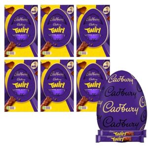 Cadbury Twirl Chocolate Easter Egg, Includes 1 Extra Large Chocolate Shell and 2 Twirl Bars, Gift for Easter, 218 g (Pack of 6) Cadbury Twirl Chocolate Easter Egg, Includes 1 Extra Large Chocolate Shell and 2 Twirl Bars, Gift for Easter, 218 g (Pack of 6)
