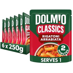 Dolmio Classics Rigatoni Arrabbiata Pasta Ready Meal, Rich Tomato Sauce, Quick Meal for Lunch or Dinner, Vegetarian Microwave Meal Ready in 2 Minutes, 6 x 250g Dolmio Classics Rigatoni Arrabbiata Pasta Ready Meal, Rich Tomato Sauce, Quick Meal for Lunch or Dinner, Vegetarian Microwave Meal Ready in 2 Minutes, 6 x 250g