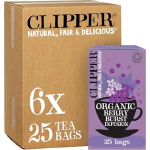 Clipper Natural, Fair & Delicious Clipper Organic Berry Burst Tea Bags 150 Infusion Blackcurrant & Mix Fruit Teabag Sachets (6x Boxes of 25) Bulk Buy, Home & Catering Caffeine-Free Herbal Tea Natural, Unbleached, Biodegradable Clipper Natural, Fair & Delicious Clipper Organic Berry Burst Tea Bags 150 Infusion Blackcurrant & Mix Fruit Teabag Sachets (6x Boxes of 25) Bulk Buy, Home & Catering Caffeine-Free Herbal Tea Natural, Unbleached, Biodegradable