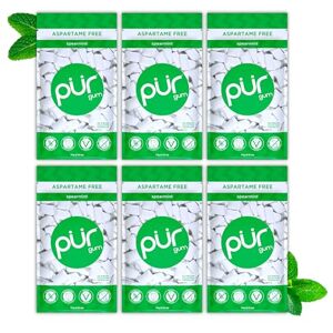 PUR Gum Sugar Free Chewing Gum Made with Xylitol Vegan, Aspartame Free, Gluten Free and Keto Friendly Natural Spearmint Flavoured Gum, 55 Pieces (Pack of 6) PUR Gum Sugar Free Chewing Gum Made with Xylitol Vegan, Aspartame Free, Gluten Free and Keto Friendly Natural Spearmint Flavoured Gum, 55 Pieces (Pack of 6)