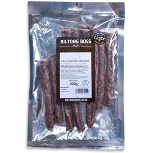 Boss Chilli Garlic Droewors, Authentic Traditional Recipe, Ready To Eat Flavoured Meat High Protein Snack, Suitable For Paleo, Keto, Atkins Diets & Post-Workout, Low Sugar & Carbs, 200g Boss Chilli Garlic Droewors, Authentic Traditional Recipe, Ready To Eat Flavoured Meat High Protein Snack, Suitable For Paleo, Keto, Atkins Diets & Post-Workout, Low Sugar & Carbs, 200g
