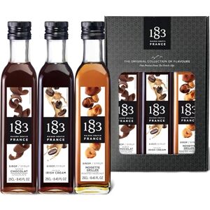 1883 MAISON ROUTIN Chocolate, Irish Cream & Roasted Hazelnut Premium Syrup Gift Set for Coffee, Hot Chocolate, Cocktails, Mocktails & Desserts – Vegan-Friendly – 3x250ml Glass Bottles 1883 MAISON ROUTIN Chocolate, Irish Cream & Roasted Hazelnut Premium Syrup Gift Set for Coffee, Hot Chocolate, Cocktails, Mocktails & Desserts – Vegan-Friendly – 3x250ml Glass Bottles