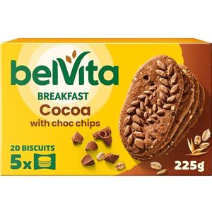 Belvita Breakfast Biscuits Cocoa & Choc Chips, Wholegrain & High in Fibre, (5 x 45 g) (Pack of 10) Total 200 Biscuits Belvita Breakfast Biscuits Cocoa & Choc Chips, Wholegrain & High in Fibre, (5 x 45 g) (Pack of 10) Total 200 Biscuits