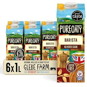 Glebe Farm Gluten Free PureOaty, Barista Grade, No Sugar, Dairy Free Coffee Creamer & High Protein Vegan Milk, Made With 100% British Oats, Plant Drink, 6 x 1 Litre Glebe Farm Gluten Free PureOaty, Barista Grade, No Sugar, Dairy Free Coffee Creamer & High Protein Vegan Milk, Made With 100% British Oats, Plant Drink, 6 x 1 Litre
