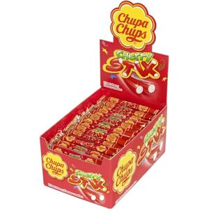 Chupa Chups Cherry Stix, Fondant Filled, Chewy Party Sweets, Suitable for Vegetarians Bulk Box Of 150 Sticks Chupa Chups Cherry Stix, Fondant Filled, Chewy Party Sweets, Suitable for Vegetarians Bulk Box Of 150 Sticks