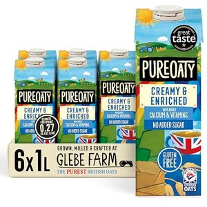 Glebe Farm PureOaty Creamy & Enriched Barista Style Gluten Free Dairy Free & Vegan Coffee Creamer, High Protein with Calcium & Vitamin B12, 6 x 1 Litre Glebe Farm PureOaty Creamy & Enriched Barista Style Gluten Free Dairy Free & Vegan Coffee Creamer, High Protein with Calcium & Vitamin B12, 6 x 1 Litre