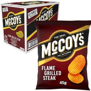 McCoys FLAME GRILLED STEAK Grab Bag Crisps 45g (Multipack BOX of 36) Fully loaded with flavour, iconic ridged crisp, unmistakable crunch McCoys FLAME GRILLED STEAK Grab Bag Crisps 45g (Multipack BOX of 36) Fully loaded with flavour, iconic ridged crisp, unmistakable crunch